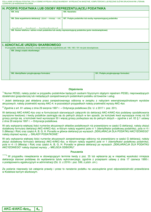 AKC-4/AKC-4zo Deklaracja dla podatku akcyzowego