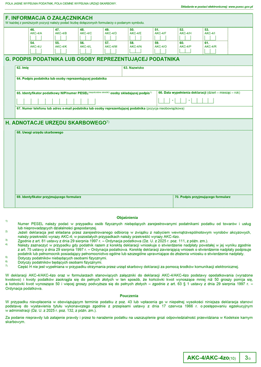 AKC-4/AKC-4zo Deklaracja w sprawie podatku akcyzowego