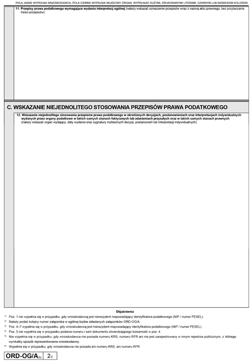 ORD-OG/A Załącznik do wniosku o wydanie interpretacji ogólnej