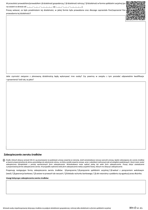 Wn-0 Wniosek osoby niepełnosprawnej dotyczący środków na podjęcie działalności gospodarczej, rolniczej albo działalności w formie spółdzielni socjalnej