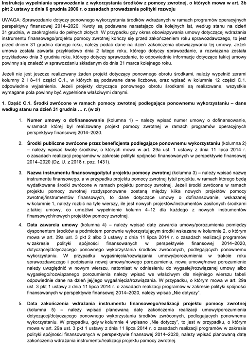 Sprawozdanie z wykorzystania środków z pomocy zwrotnej, o których mowa w art. 3b pkt 2 ustawy z dnia 6 grudnia 2006 r. o zasadach prowadzenia polityki rozwoju