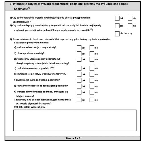 Formularz informacji przedstawianych przy ubieganiu się o pomoc de minimis przez przedsiębiorcę wykonującego usługę świadczoną w ogólnym interesie gospodarczym