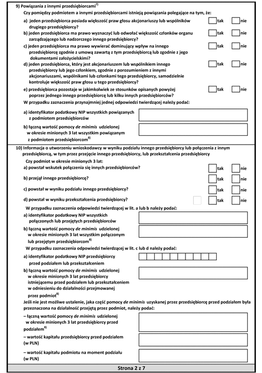 Formularz informacji przedstawianych przy ubieganiu się o pomoc de minimis