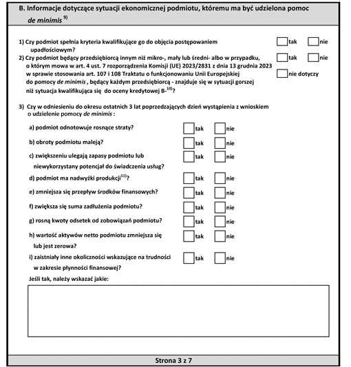 Formularz informacji przedstawianych przy ubieganiu się o pomoc de minimis