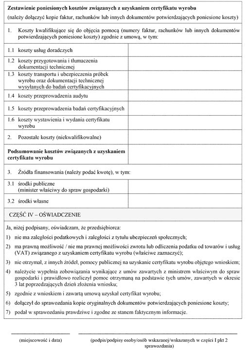 Sprawozdanie z uzyskania certyfikatu wyrobu