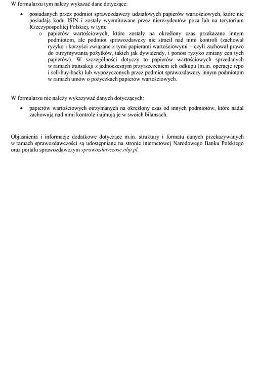 Formularz PW-AUN Papiery udziałowe bez kodu ISIN wyemitowane przez nierezydentów, znajdujące się w posiadaniu podmiotu sprawozdawczego