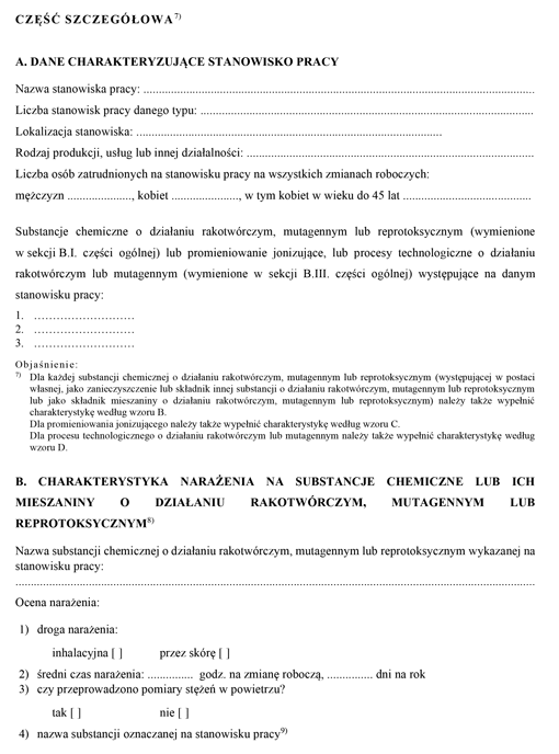 Informacja o substancjach chemicznych, ich mieszanianach, czynnikach lub procesach technologicznych o działaniu rakotwórczym, mutagennym lub reprotoksycznym